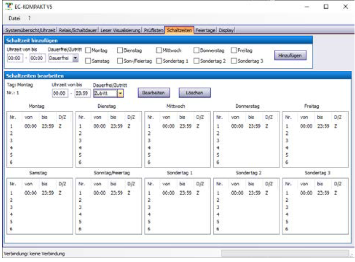 EC-Kompakt Software Schaltzeiten Programmierung